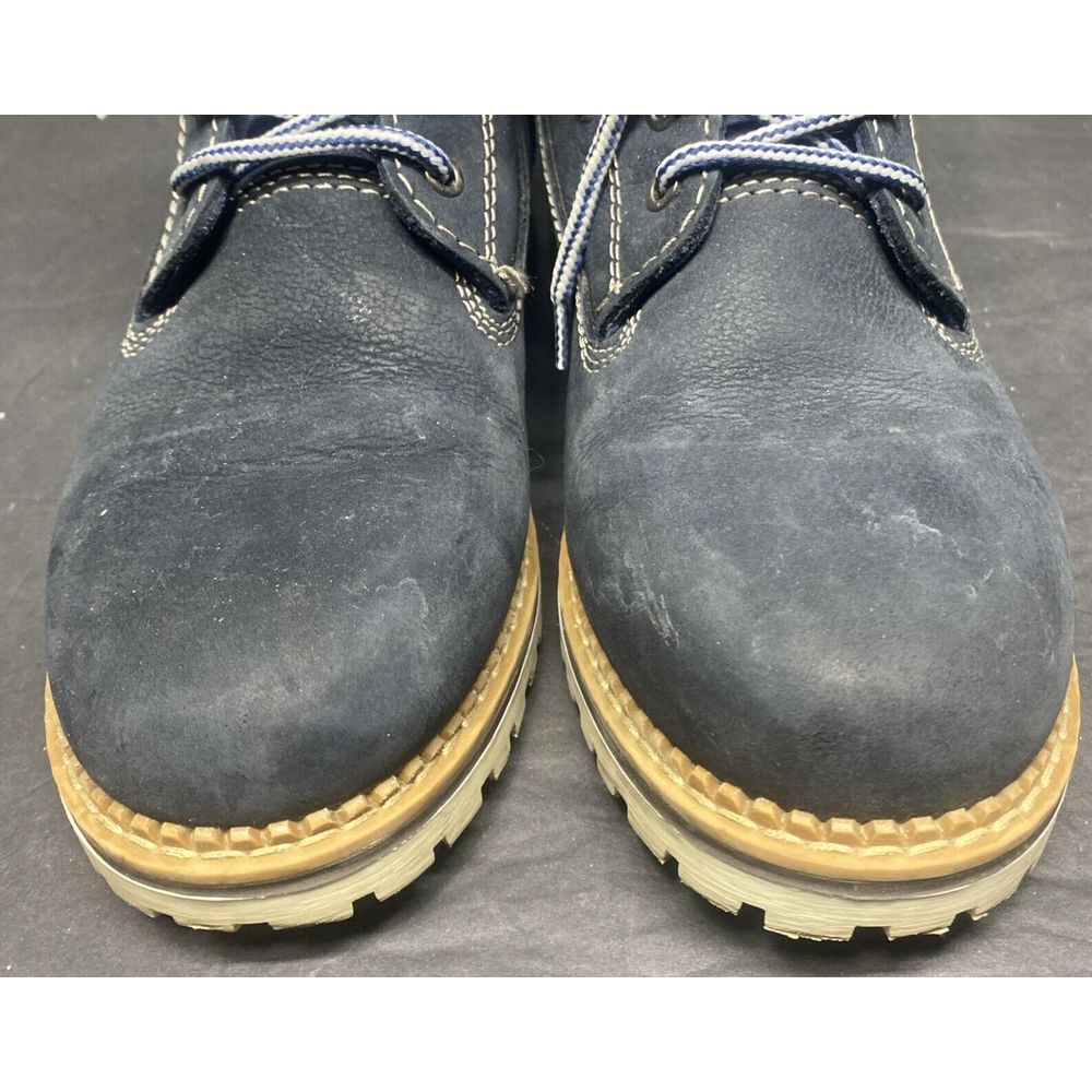 Landrover Blue Leather Ankle Boots Women's 38 Us 7.5 Faux Fur Padded Collar View 6